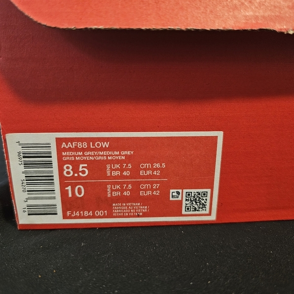 Nike AAF88 Low Medium Grey 8.5M - Picture 3 of 4